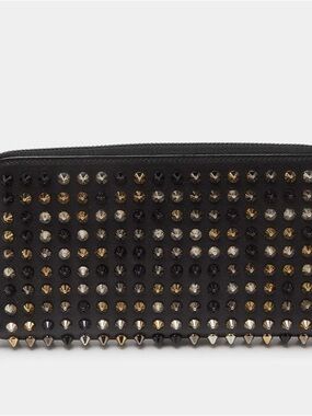CHRISTIAN LOUBOUTIN LIKE NEW Black Studded Ziparound wallet  - Women Accessories